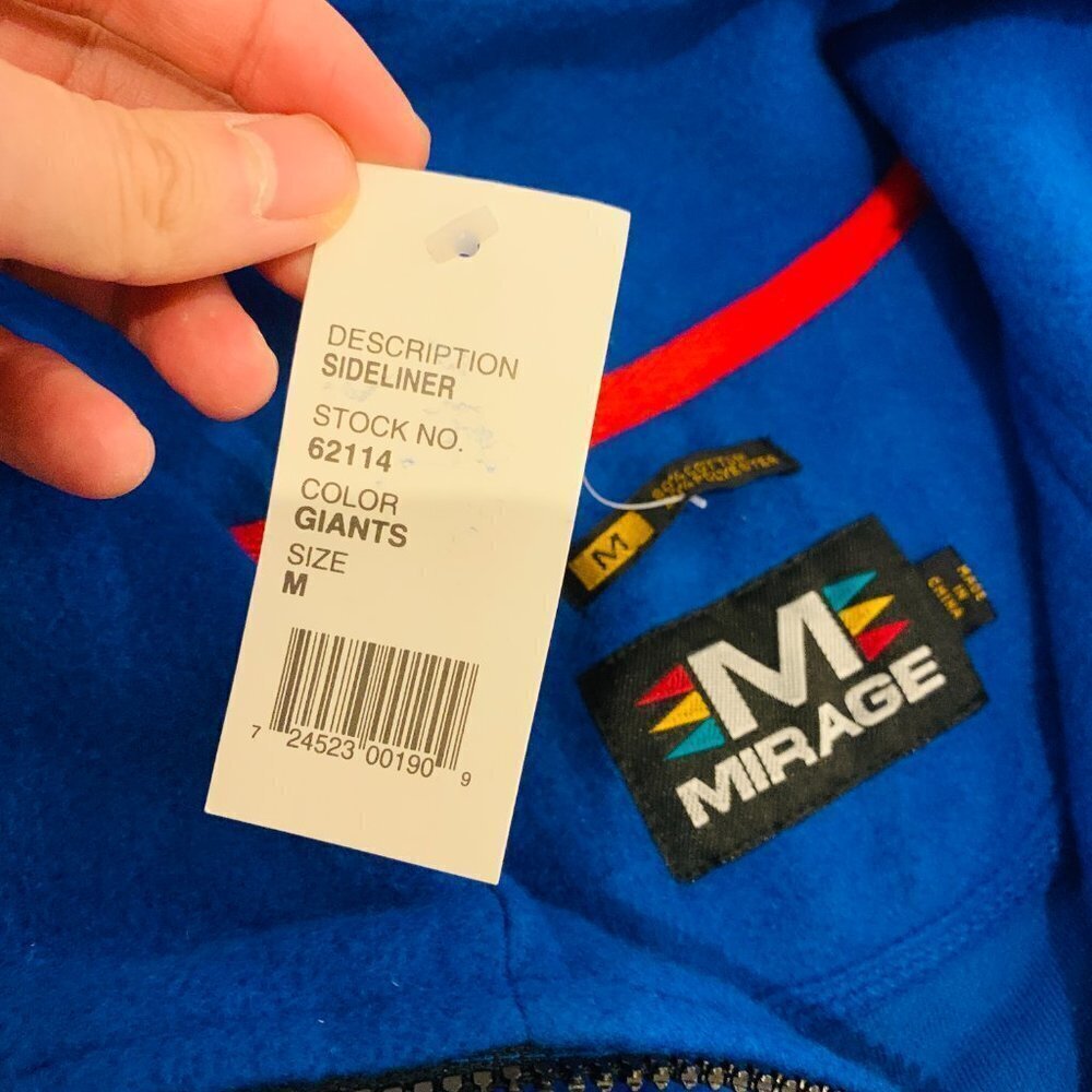 NEW WITH TAGS NY GIANTS Vintage 1990s Fleece 3/4 zip sweatshirt sewn embroidered - Picture 5 of 15